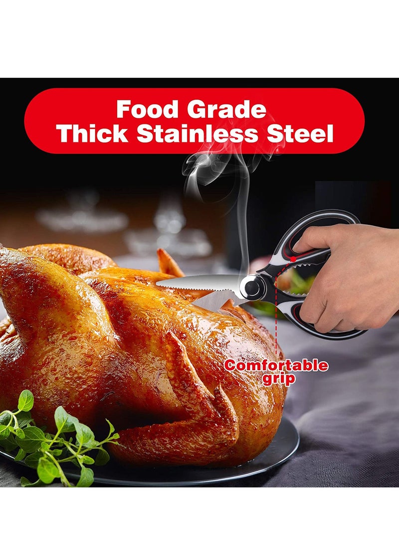 مقص مطبخ ، مقص مطبخ متعدد الأغراض غير قابل للانزلاق حاد من الفولاذ المقاوم للصدأ ، مساعد المطبخ مناسب أيضًا لمقص الدواجن ومقص البيتزا ومقص القماش - Image 3